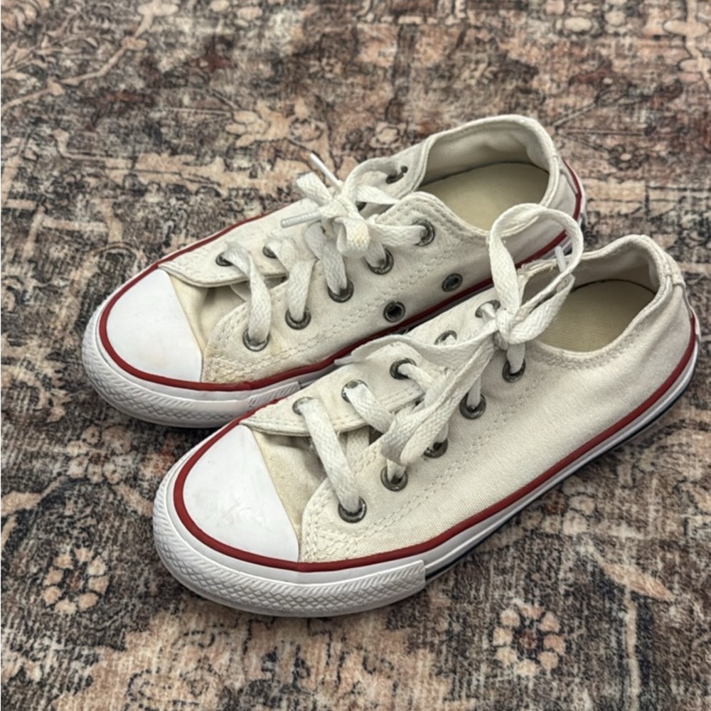 Converse Kids White Sneakers with Red Accents